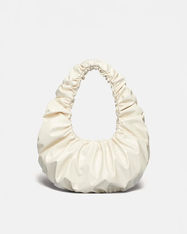 Anja Bag - Ruched Patent Alt-Leather Shoulder Bag - Creme Statement Bags At Unbelievable Discounts – Shop Today Anja Bag - Ruched Patent Alt-Leather Shoulder Bag - Creme Statement Bags At Unbelievable Discounts – Shop Today