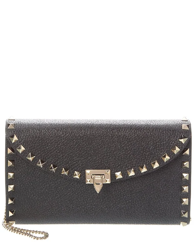 Valentino Rockstud Grainy Leather Wallet On Chain Flash Sale On Handbags