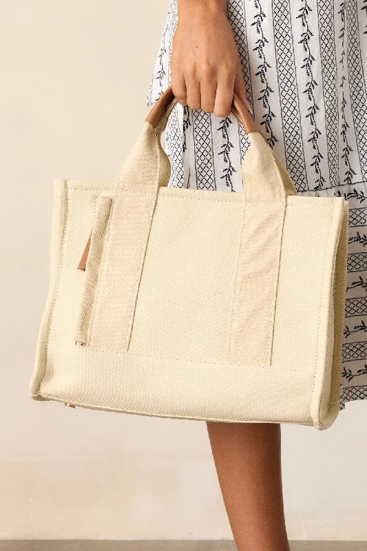 Sun Kissed Shoreline Ivory Canvas Tote Bag Timeless Handbags At Reduced Prices