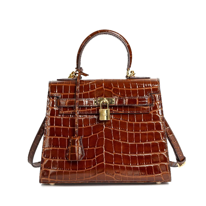 Tiffany & Fred Alligator Embossed Leather Grace Satchel Chic Shoulder Bags At Promotional Rates