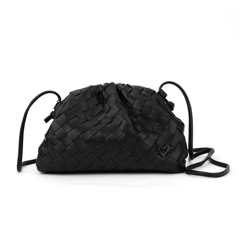 Elgin Woven Vegan Leather Crossbody Clutch - Black High-End Bags, Low-End Prices